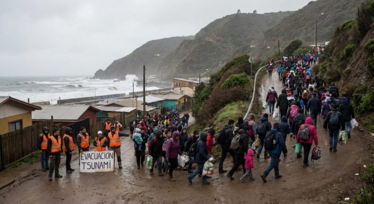 Evacuación tsunami comunidad costera Chile
