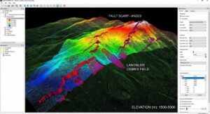 Visualización LiDAR terreno fallas geológicas