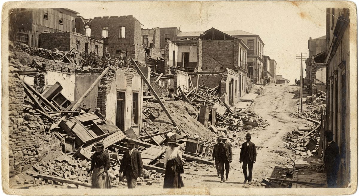 Destrucción del terremoto de 1906 en Valparaíso Chile