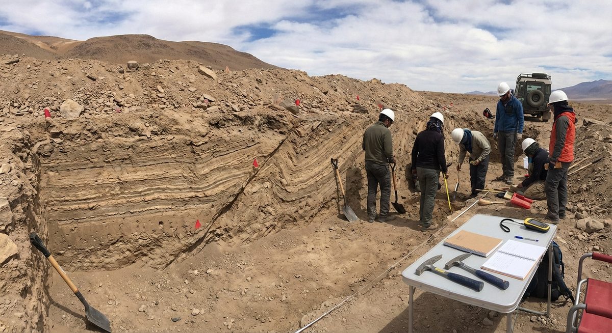 Trinchera geológica falla Mesamavida precordillera